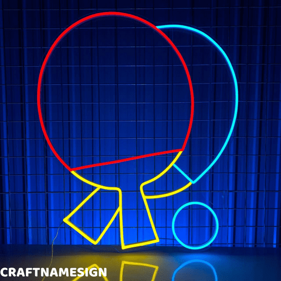 Craftnamesign Ping Pong Led Sign, Table Tennis Wall Art, Table Tennis Racket Wall Decor