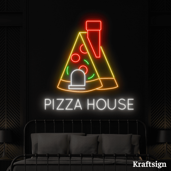 Craftnamesign Pizza House Neon Sign, Pizza Restaurant Decor, Pizza Signs