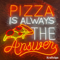thumbnail image 1 of Craftnamesign Pizza Is Always The Answer Neon Sign, Pizza Restaurant Decor, 1 of 4