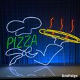thumbnail image 1 of Craftnamesign Pizza Neon Sign, Chef LED Sign, Pizza Restaurant Decor, Pizza Signs, 1 of 4