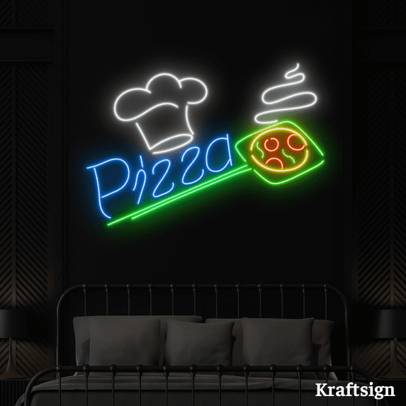 Craftnamesign Pizza Neon Sign, Pizza Restaurant LED Signage, Pizza Decor