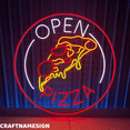thumbnail image 1 of Craftnamesign Pizza Open Led Sign, Welcome Store Wall Decor, Italian Restaurant Wall Art, 1 of 4