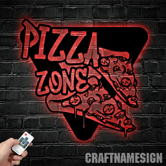 Craftnamesign Pizzeria Sign, Pizza Metal Sign, Kitchen Decor, Pizza Shop Decor, Restaurant Sign
