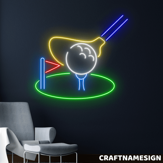 Craftnamesign Playing Golf Neon Signs, Golf Club Wall Art, Sport Shop Wall Decor