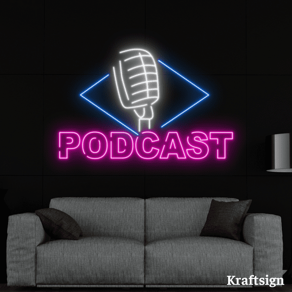 Craftnamesign Podcast Neon Sign, Talk Studio Neon Sign, Podcast LED Sign