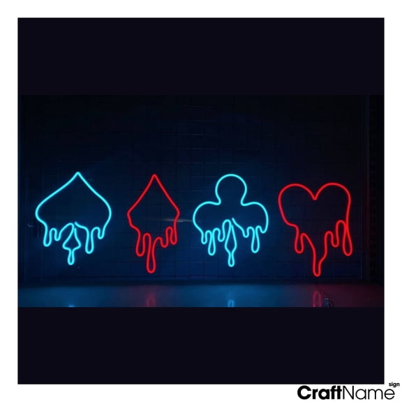 Craftnamesign Poker Card Symbol Neon Light Sign For Game Room Casino Wall Decor