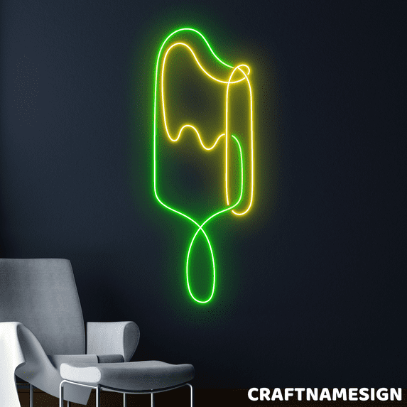Craftnamesign Popsicle Neon Sign, Ice Cream Store Wall Decor, Minimalist Wall Art