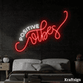 thumbnail image 1 of Craftnamesign Positive Vibes Neon Sign, Bedroom Decor, Coffee Shop Decor, 1 of 4