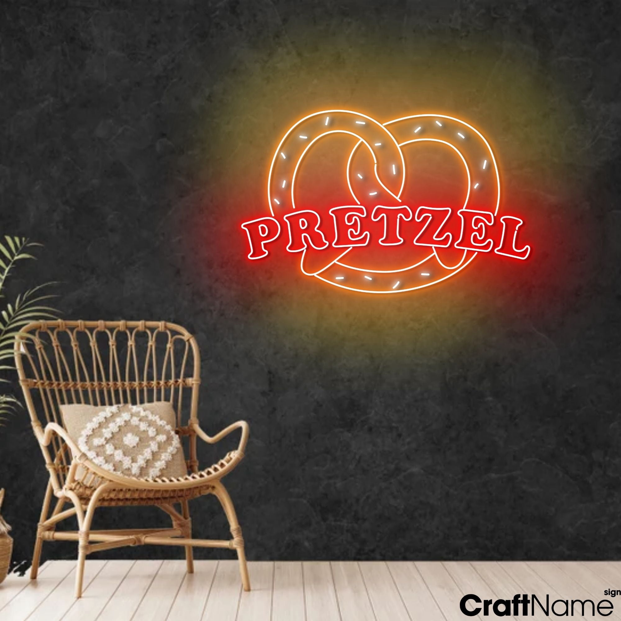 Craftnamesign Pretzel Neon Light Up Wall Art, Open Sign For Bakery Shop ...