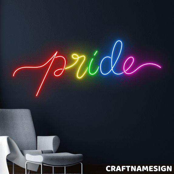 Craftnamesign Pride Neon Sign, Pride Month Wall Decor, Coffee Store Wall Art