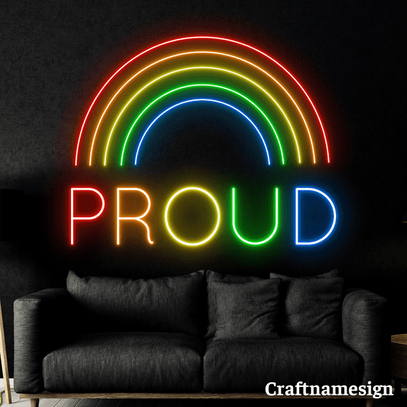 Craftnamesign Proud Rainbow Neon Sign for Bar Club Bedroom Wall Decor