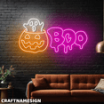 thumbnail image 1 of Craftnamesign Pumpkin Boo Neon Light For Wall Art, Halloween Store LED Wall Sign, 1 of 5