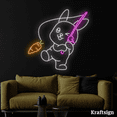 thumbnail image 1 of Craftnamesign Rabbit Fishing Carrot Neon Sign, Nursery Decor, Gift For Kid, 1 of 4