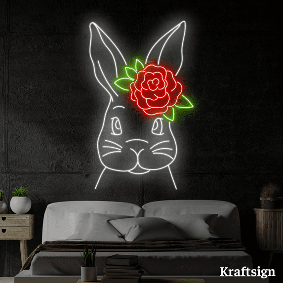 Craftnamesign Rabbit LEDNeon Sign, Easter Day's Sign, Nursery Room Decor