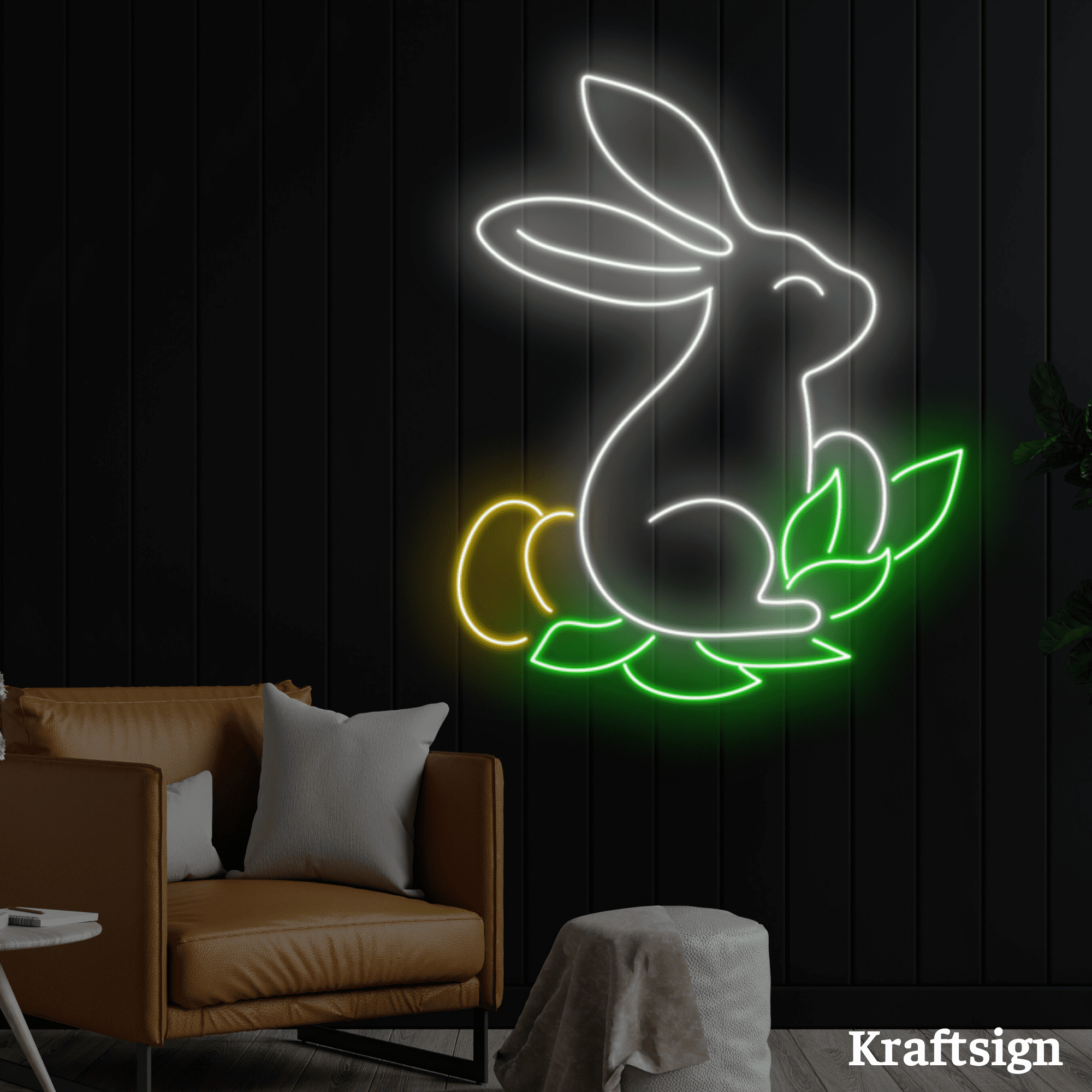 Craftnamesign Rabbit Neon Sign, Easter Day Decor, Kid Room Nursery ...
