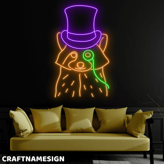 Craftnamesign Raccoon Magician Neon Sign, Raccoon Wall Decor, Kids Room Wall Art