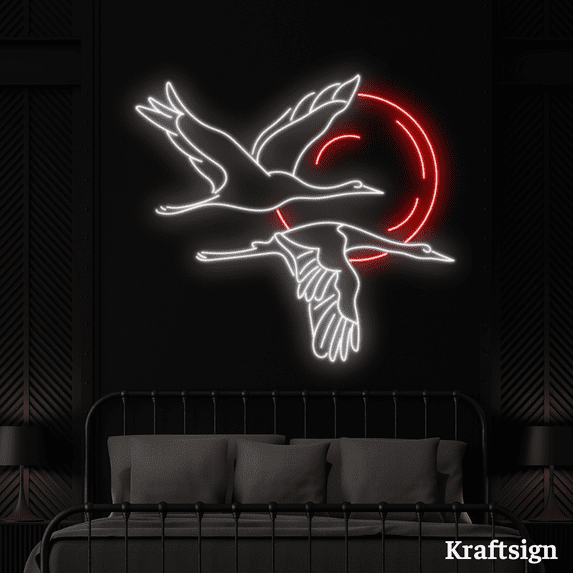 Craftnamesign Red-Crowned Crane Neon Sign, Japanese Shop Restaurant Decor