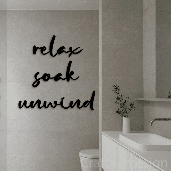 Craftnamesign Relax Soak Unwind Metal Wall Art, Bathroom Wall Decor, Bathroom Sign