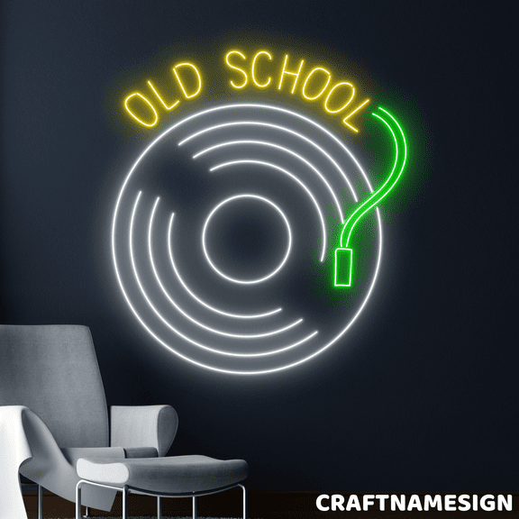 Craftnamesign Retro Disco Neon Sign, Old School Led Sign, School Music Room Wall Art
