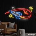 thumbnail image 1 of Craftnamesign Rocket Universe Neon Sign, Spaceman LED Sign, Man Cave Decorr, 1 of 4
