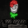 thumbnail image 1 of Craftnamesign Rose Skull Neon Sign, Bedroom Wall Decor, Skull Wall Art, 1 of 5