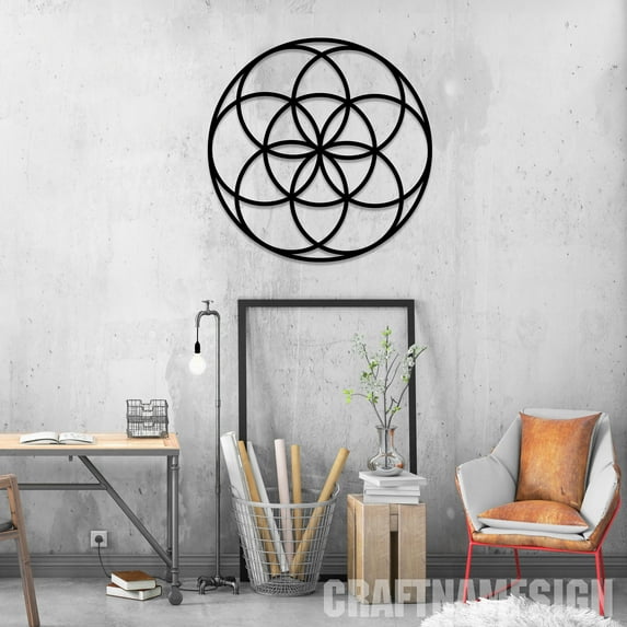 Craftnamesign Sacred Geometry Metal Wall Art Led Light, Home Meditation Metal, Yoga Wall Decor