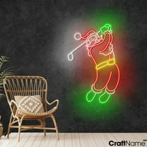 Craftnamesign Santa Play Golf Neon Light, Golf LED Sign Decor, Christmas Sign Wall Art