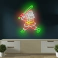 thumbnail image 1 of Craftnamesign Santa Playing Baseball Neon Sign, Santa Wall Art, Sport Christmas LED Light, 1 of 5
