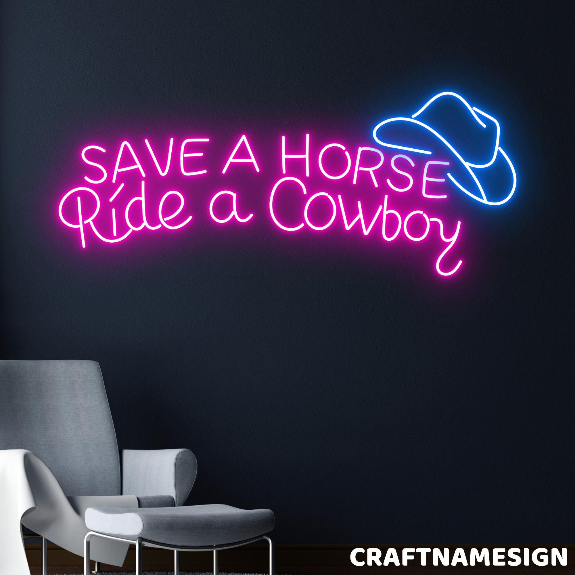 Craftnamesign Save A Horse Ride A Cowboy Neon Sign, Cowboy Horse Wall ...