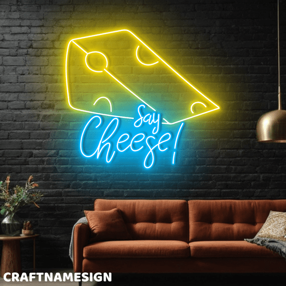 Craftnamesign Say Cheese Neon Sign, Cheese Store Wall Decor, Kitchen Wall Art