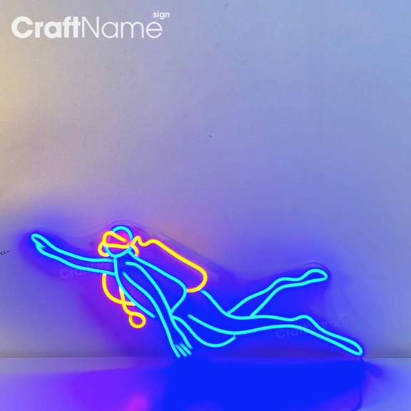 Craftnamesign Scuba Diving Led Light for Diving Store Wall Art, Diving Equipment Shop Wall Decor