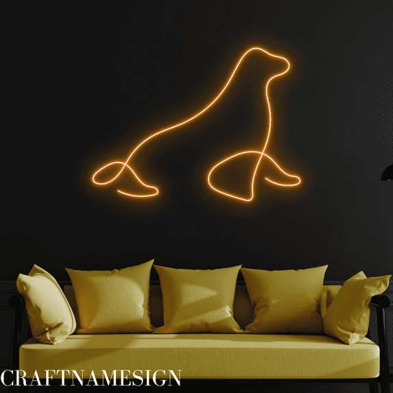 Craftnamesign Seal Line Art Neon Sign for Bedroom Kid Room Shop Wall Decor