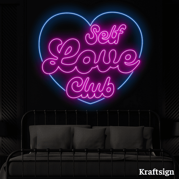 Craftnamesign Self Love Club Neon Sign, Bar Club Decor, Girl Room Decor