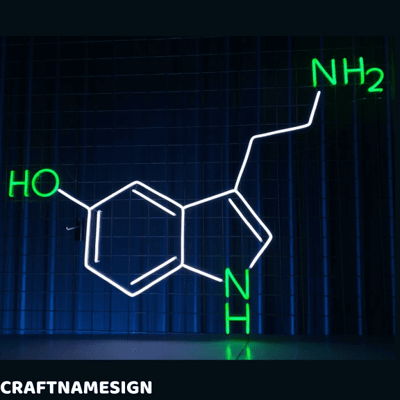 Craftnamesign Serotonin Molecule Neon Sign, Dopamine Wall Decor, Lab Room Wall Art