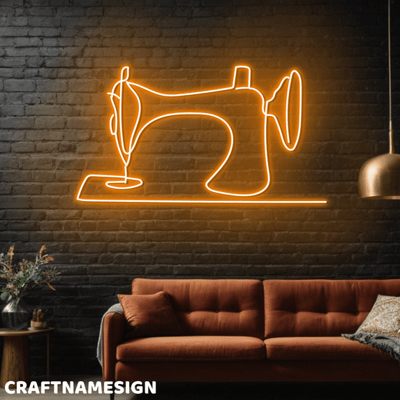 Craftnamesign Sewing Machine Neon Sign, Tailor Store Wall Sign Decor