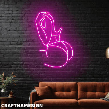 Craftnamesign Sexy Woman Neon Sign, Girl Room Wall Art, Bathroom Wall Sign