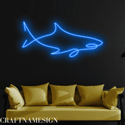 Craftnamesign Shark Line Art Neon Sign for Bedroom Men Cave Shop Wall Decor