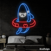 Craftnamesign Shark Neon LED Sign, Swimming Pool Decor, Kid Room Wall Art