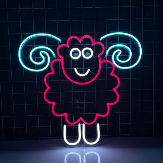 Craftnamesign Sheep Neon Sign, Animal Led Sign, Sheep Lover Gifts, Kid Room Decor