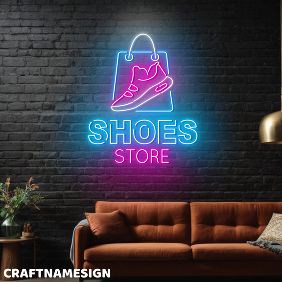 Craftnamesign Shoes Store Neon Light, Welcome Sign LED For Shoes Shop Wall Decor