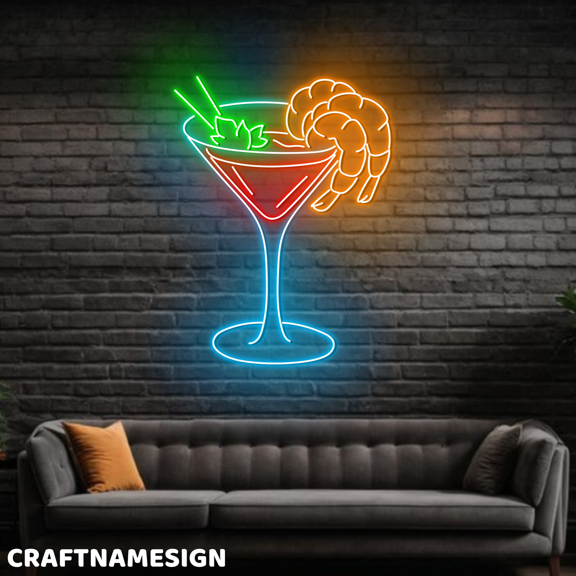 Craftnamesign Shrimp Cocktail Neon Light For Mexican Seafood Restaurant Wall Sign