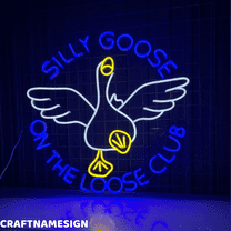 Craftnamesign Silly Goose Neon Sign, Club Led Light Wall Art, Bar Pub Wall Decor