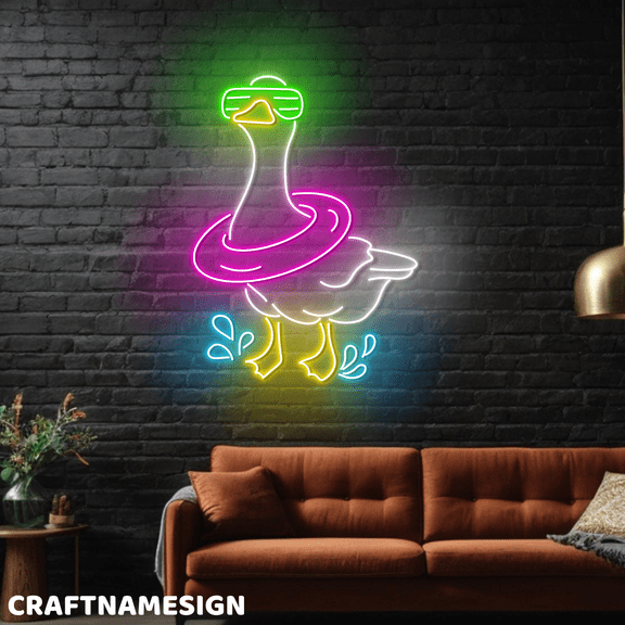 Craftnamesign Silly Goose With Glasses Neon Light For Kids Room Kids Zone Wall Sign