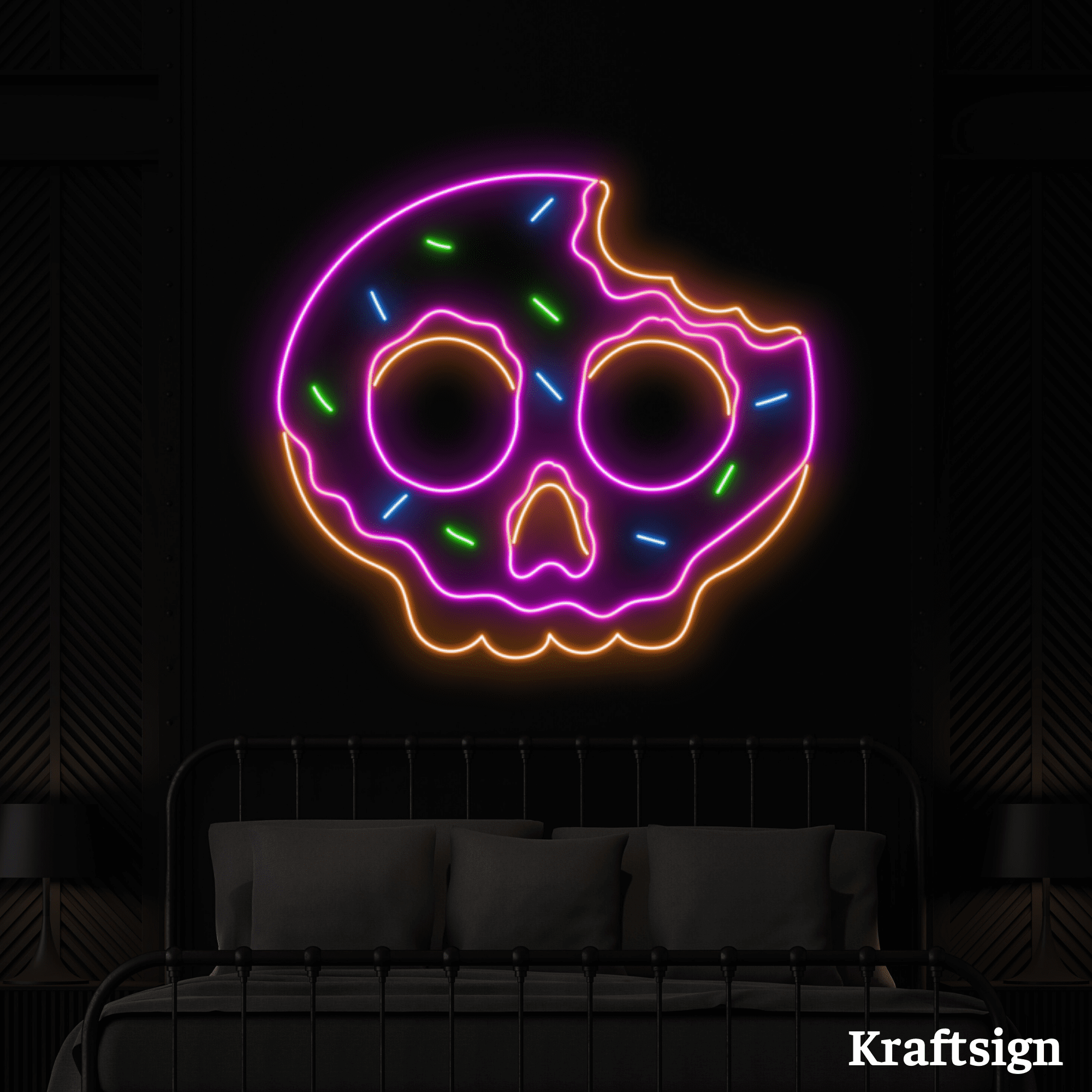 Lampeez Donut Neon Sign - LED Wall Light, Adjustable Brightness, USB Powered, For Bakery & Room Decor