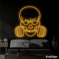 thumbnail image 1 of Craftnamesign Skull Weightlifting Neon Sign, Gym Fitness Decor, Gymer Sign, 1 of 3