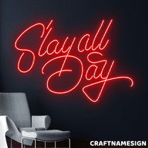 Craftnamesign Slay All Day Neon Sign, Bedroom Wall Decor, Party Event Wall Art