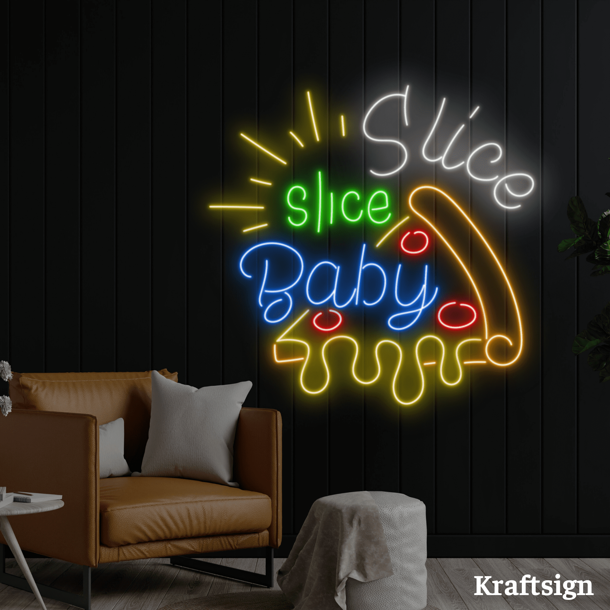Slice Sign In Craftnamesign Slice Slice Baby Neon Sign, Pizza Restaurant Italian ...