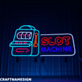 thumbnail image 1 of Craftnamesign Slot Machine Neon Sign, Slot Machine Wall Art, Poker Club Casino Decor, 1 of 4