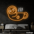 thumbnail image 1 of Craftnamesign Sloth Coffee Cup Neon Sign, Coffee Shop Decor, Sloth Decor, 1 of 4