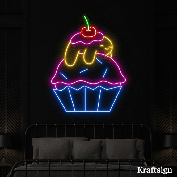 Craftnamesign Sloth On The Cake Neon Sign, Bakery Decor, Cakes Shop Signs